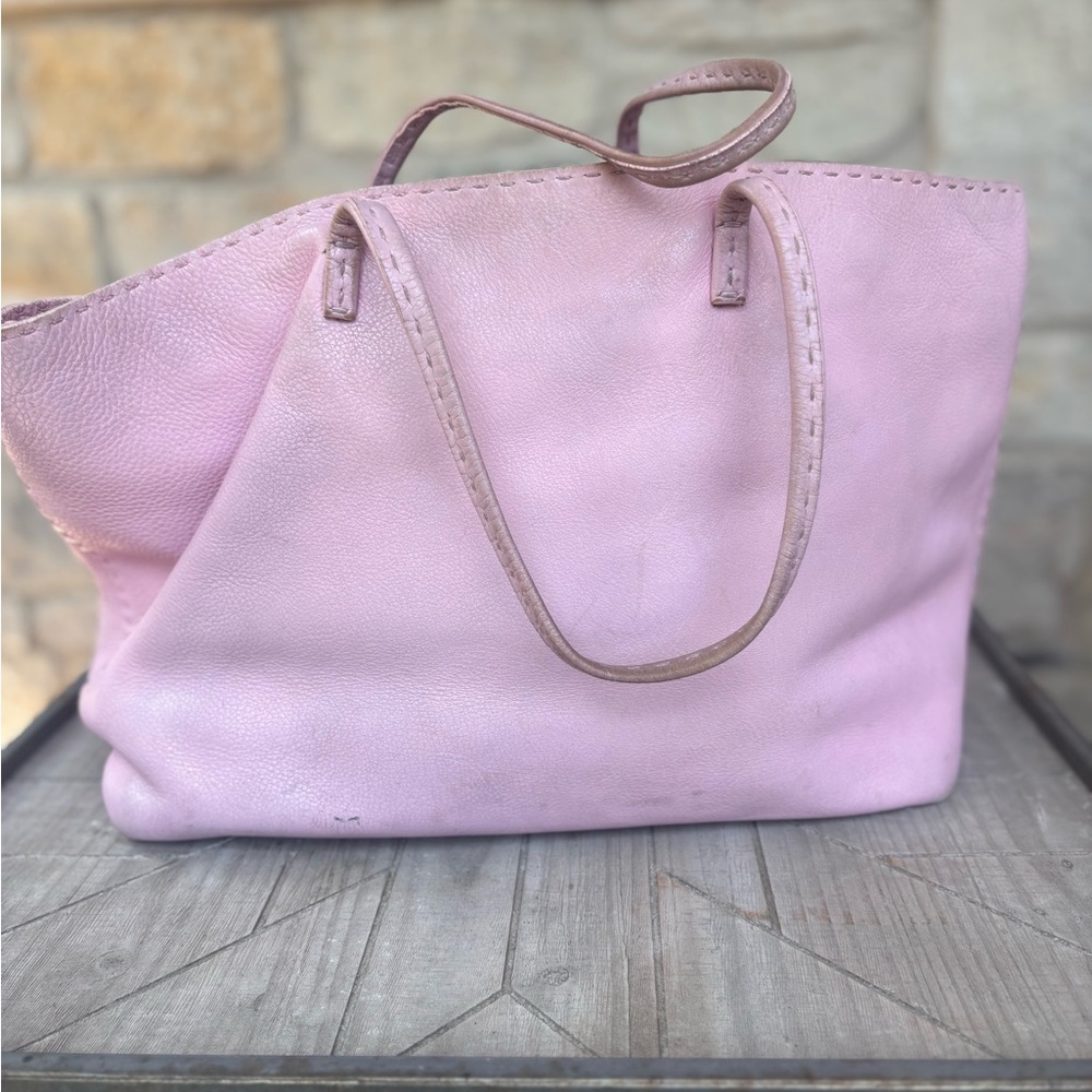 Authentic Fendi Pink Leather Tote Bag Modern Minimalist Design + purse bag